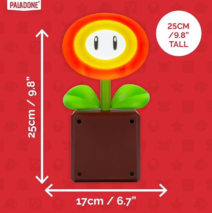 Paladone Super Mario Fireflower LED Lamp, Officially Licensed Nintendo Desk Lamp for Gamer, USB Powered Home Decor Gift
