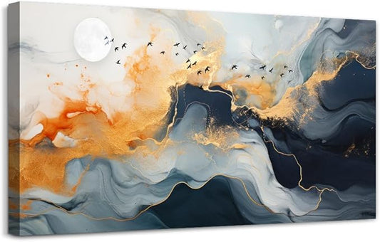 MHARTK66 Abstract Wall Art for Living Room, Large Canvas Prints Paintings Artwork for Walls, Minimalist Modern Bright Multicolor Colorful Pictures for Hallway Bedroom Office Home Wall Decor 24x48