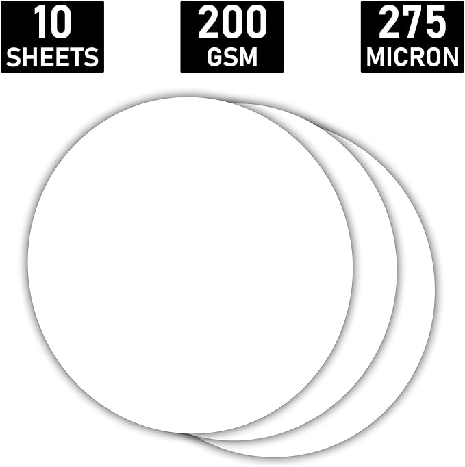 NARA Alcohol Ink Paper | White | 38” Diameter Circle | 430 microns/320 GSM | 10 Sheets | Heavy Paper | Paper for Alcohol Ink Art Painting | 100% Stain-Free