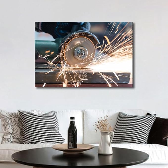 TUMOVO Canvas Wall Art 1 Piece Wall Art Modern Art Work for Walls Cutting Canvas Art Bathroom Decor Modern Home Decor Machine Tools Room Decor Stretched and Framed Ready to Hang, 16" x24"