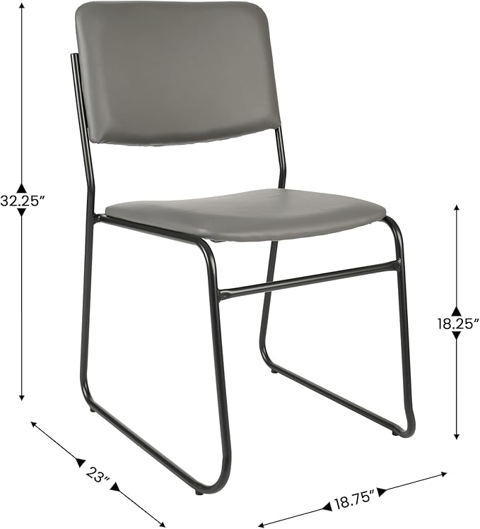Flash Furniture Hercules Series High Density Vinyl Stacking Chairs for Waiting Rooms and Offices, Lobby Chairs with Padded Seats and Frames, Set of 5, Gray