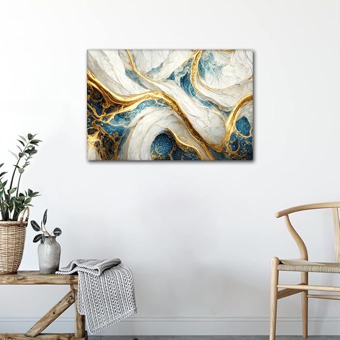 Abstract Canvas Wall Art for Home Modern Canvas Decor Digital Art Marbling Texture Poster Printing 1 Panel Canvas Artwork for Restaurant Corridor Store Wall Decor Stretched Ready to Hang 36x24 in