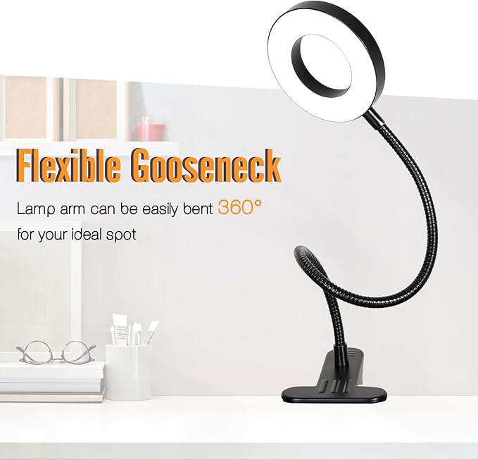 Clamp on Lamp, Desk Lamps, 8W Clip Light, Warm & Daylight & White Light 3 Colors, 10 Dimmable Illumination Modes (3 Pack)