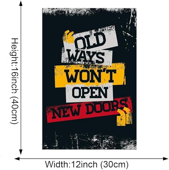 Old Ways Won't Open New Doors-Inspirational Quote Paintings Canvas Pictures Office Wall Art Motivational Posters Colorful Artwork Wooden Framed Home Decor Gallery Wrapped Easy to Hang-12x16 in