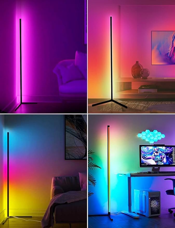 Corner Floor Lamp,65”Color Changing LED Floor Lamp with Music Sync,Modern Mood Lighting Corner Lamp with Remote&App Control,Creative DIY Mode&Timing,RGB Floor Lamps for Living Room Gaming Room-2PCs