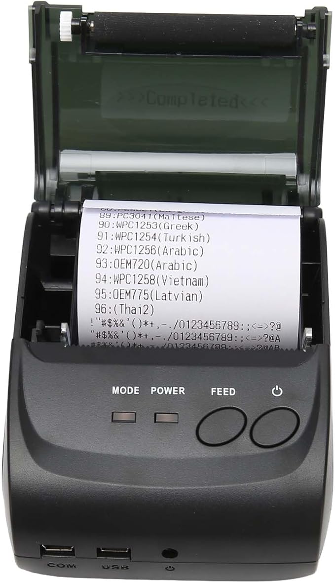 Thermal Printer 100 ‑ 240V 58mm BT4.0 90mm / s 100km TPH 203DPI Receipt Printer Thermal Label Printer USB Interface Shipping Label Printer for Office Logistics (US Plug)