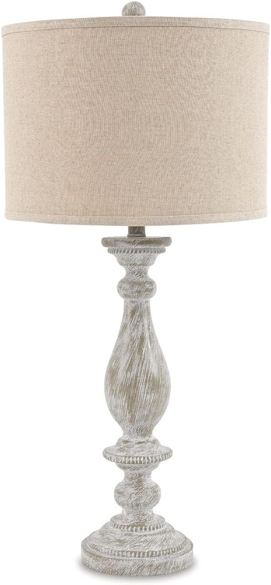 Signature Design by Ashley Bernadate Vintage Cottage Table Lamp, 2 Count, 31", Whitewash