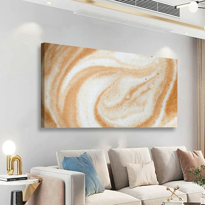 TIGTMULERLY Wall Art Frame Gallery Wall Decor Hot coffee surface Modern Canvas Prints Artwork for Living Room Bedroom Office Kitchen 48x24Inch