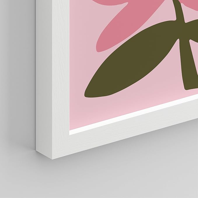 SIGNWIN Framed Poster Bathroom Decor, Wall Art Room Decor Multicolor for Living Room, Bedroom, Office Pink Swan Botanical Flower Daisy Rose Monstera Nature Abstract Shapes - 8"x10"x 8 White