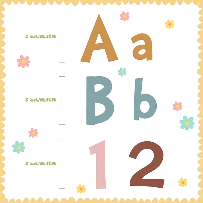 Tenare 134 Pieces 5 Inch Bulletin Board Letters Alphabet Numbers Combo Set Letter Cutouts for Bulletin Board Display Home Decor(Morandi Color)