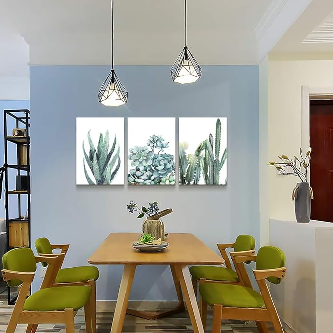 Canvas Wall Art for living room bathroom Wall Decor for bedroom kitchen artwork Canvas Prints green plant flowers painting 16" x 24" 3 Pieces Modern framed office Home decorations family picture