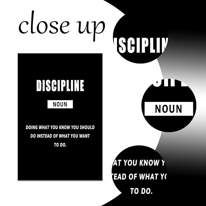 Discipline Inspirational Quotes Wall Art Motivational Poster Print Modern Artwork Positive Entrepreneur Quotes Picture for Office Classroom Gym Home Framed Ready to Hang [24''Wx36''H]