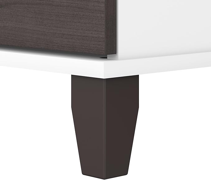 Bush Home Somerset 72W 3 Position Sit to Stand L Shaped Desk with Hutch in White and Storm Gray | Adjustable Height Table for Home Office