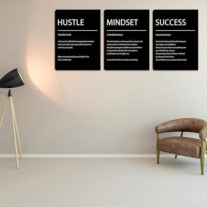 Motivational Wall Decor-3 Pieces Inspirational Canvas Wall Art, Positive Affirmation Poster Print Painting for Office Classroom Dorm Bedroom Living Room, 16x24 inch