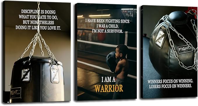 Inspirational Quotes Wall Art Discipline Poster Struggle and Focus on Painting Modern Artwork Canvas Posters Motivational Wall Decor For Office Boxing Gym Home Framed Ready to Hang [48''Wx 24''H]