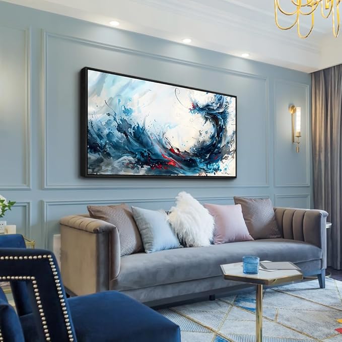 hyidecorart Canvas Prints Wall Art For Living Room Large Abstract Painting Artworks Wall Decor Bedroom Hang Pictures For Office Decoration Minimalism Watercolour Posters Black Framed Hotel Mural
