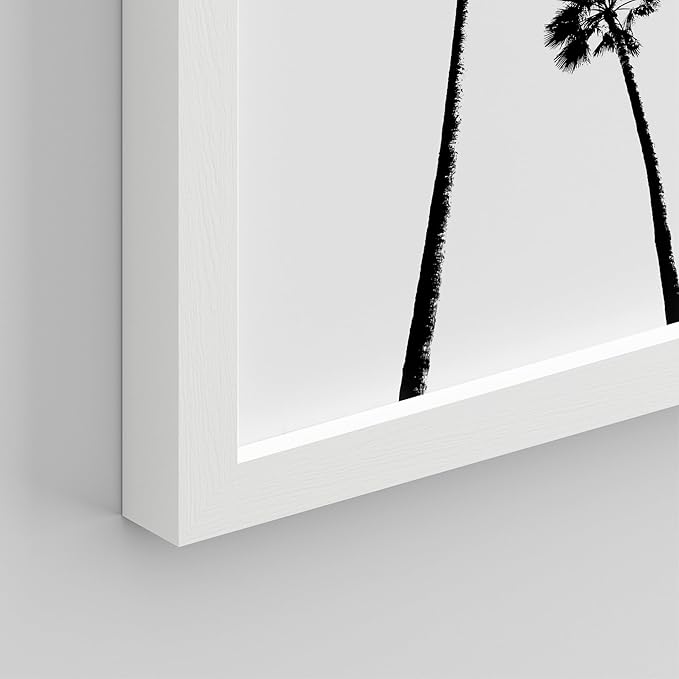SIGNWIN Framed Poster Bathroom Decor, Wall Art Room Decor Multicolor for Living Room, Bedroom, Office Black White Duotone Tropical Palm Landscape Nature Abstract Shapes - 12"x16"x 8 White
