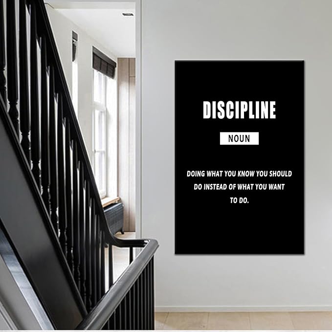 Discipline Inspirational Quotes Wall Art Motivational Poster Print Modern Artwork Positive Entrepreneur Quotes Picture for Office Classroom Gym Home Framed Ready to Hang [24''Wx36''H]