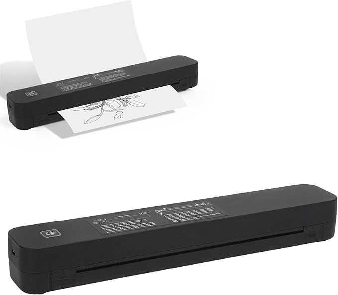 Hyuduo Portable Printer 203DPI Resolution Compact Design USB C Connection Support for iOS and OS X Large Capacity Battery for Home School Office