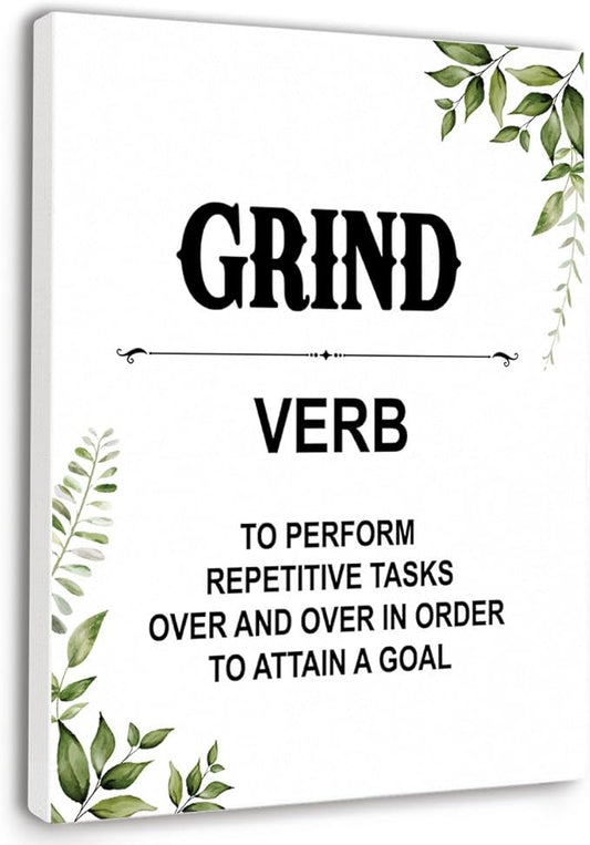 Gwisml Grind Definition Wall Art,Inspirational Quotes Canvas Frame Paintings For Office Home Workplace Wall Art Decor