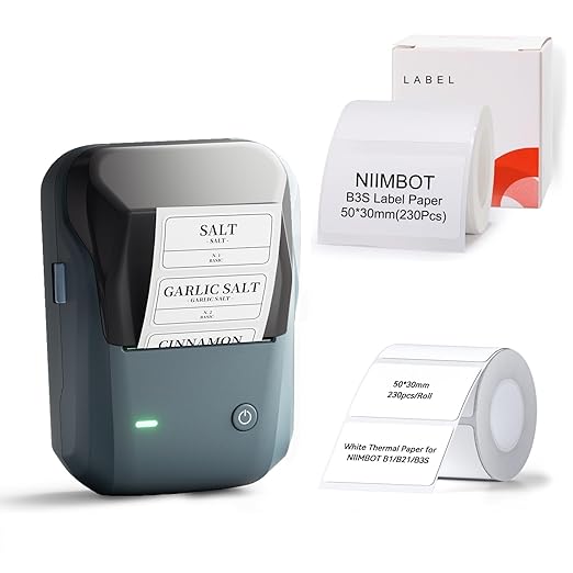 NIIMBOT B1 Label Maker with Tapes, 2 Inch Portable Thermal Label Printer for Home School Office Small Business, Address, Bakery, Crafts, Retail, Support Smartphones & PC，Dark Blue