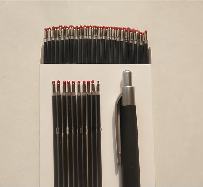 100 Pcs Ball Point Pen Refills Black,1.0mm Ballpoint Pens Refills Used for Retractable Type Ballpoint Pens,Size107 mm/ 4.2 Inch,Send1 Extra Pen,for Office School Supplies (Black)