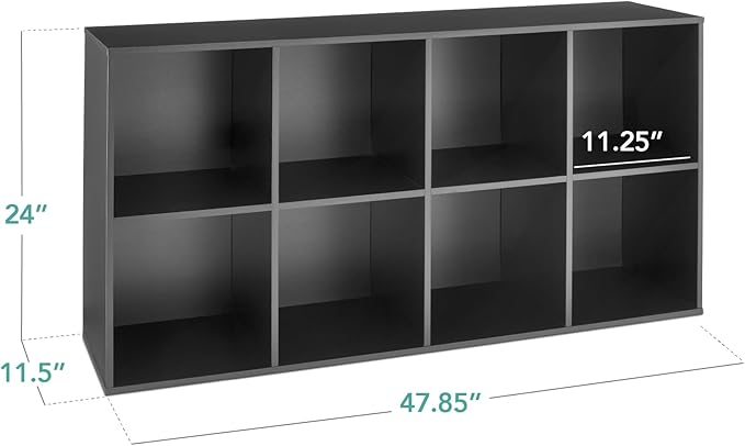 Best Choice Products 8-Cube Storage Organizer, 11in Shelf Opening, Bookcase, Display Shelf, Customizable w/ 3 Removable Back Panels – Black