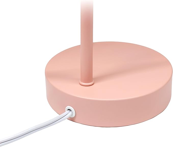 Simple Designs LD1078-BPK 15.2" Sleek Essentials Metal Cone Shade Desk Lamp with Adjustable Shade, for Office, Desk, Nightstand, Dorm, Blush Pink