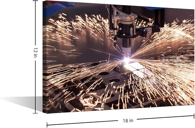 Canvas Painting Wall Art Industrial Machine Art Prints Plasma Cutting Wall Pictures for Office 1 Pieces Home Decorations Framed Wall Art Modern Wall Decor Artwork Wall Hanging, 12" x18"