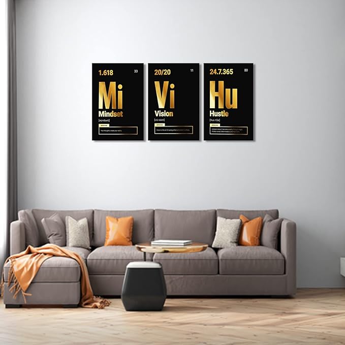 KAWAHONE Motivational Wall Art Canvas, Inspirational Quotes Grind Hustle Canvas Painting Artwork Decor For Office Bedroom Living Room