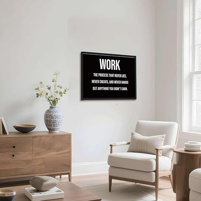 Framed Motivational Work Quote Poster Canvas Print Art Modern Minimalist Aesthetic Wall Art Painting Pictures Wall Decor Elegant Inspiration Home Decor for Office Living Room Apartment Decoration (Black framed,12L"X16W")