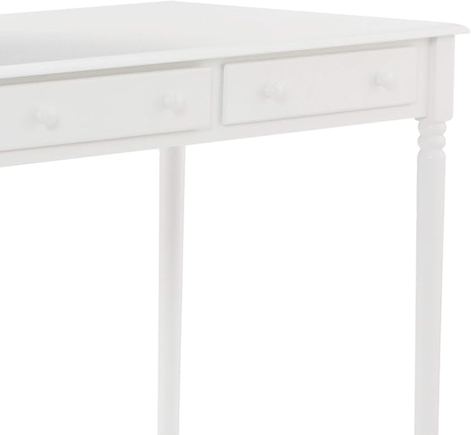 SEI Furniture Janice 2-Drawer Slim Profile Writing Desk, Crisp White