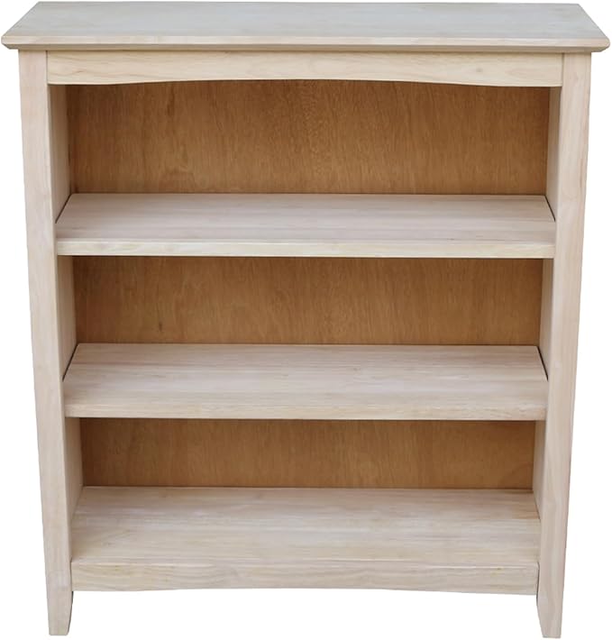International Concepts Shaker Bookcase, 36-Inch High, Solid Parawood, Unfinished