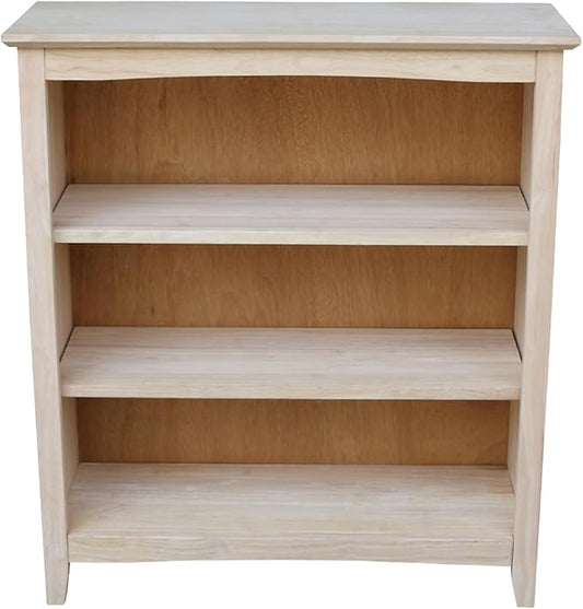International Concepts Shaker Bookcase, 36-Inch High, Solid Parawood, Unfinished