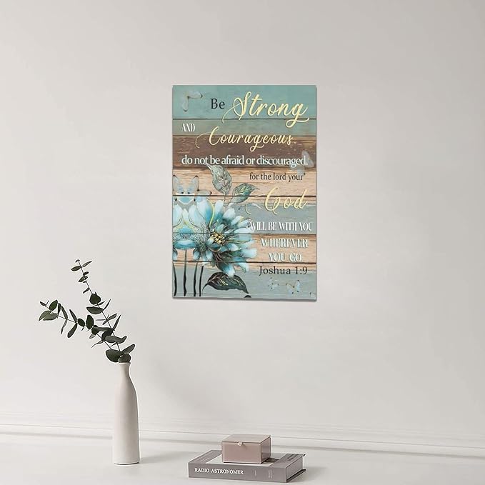 Christian Wall Art Bible Verse Floral Pictures Wall Decor Religious Scripture Flower Canvas Painting Modern Home Decoration Artwork for Bathroom Bedroom Living Room Office Framed 16"x24"