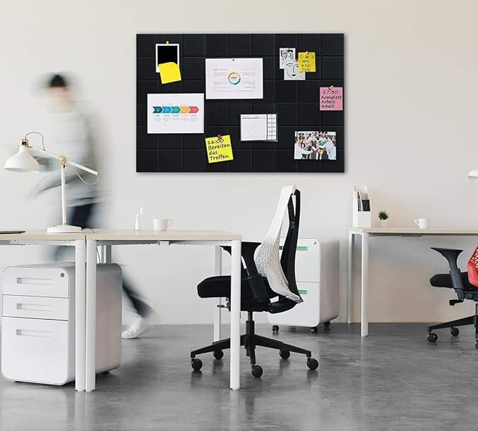 Large Cork Board Felt Board Tiles for Walls with 60 Push Pins, 11.8"x11.8" Pack of 12 Pin Board Notice Boards for Home Office Kitchen, Bulletin Board Wall Tiles for Photos Memos