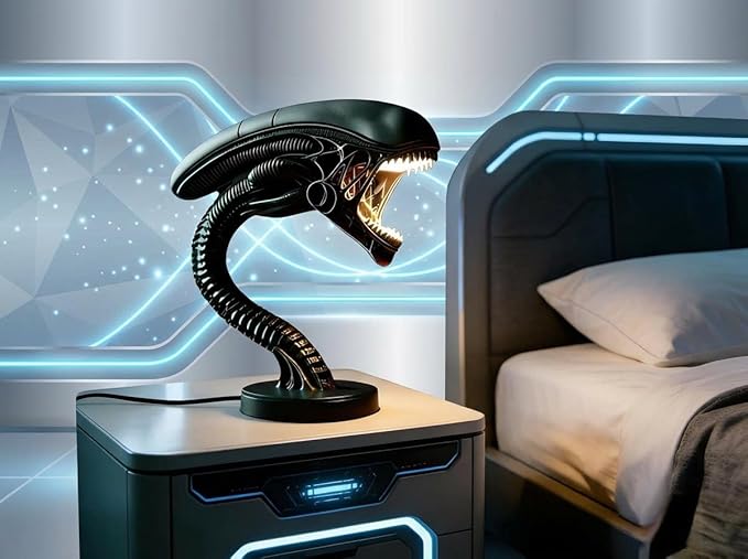 Alien Space Monster LED Desk Lamp 3D Resin Night Light for Sci-Fi Lovers, Alien Desk Lamp, Home Decorative Lighting; Horror Inspired Decorative Lamp for Desk, or Bedside Table (Mid Century)