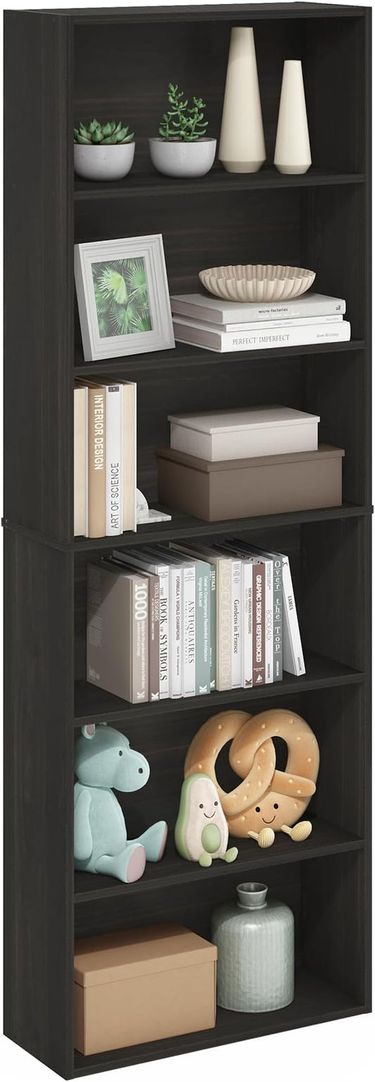 Furinno Jaya Simply Home Free Standing 6-Tier Open Storage Bookcase, Espresso