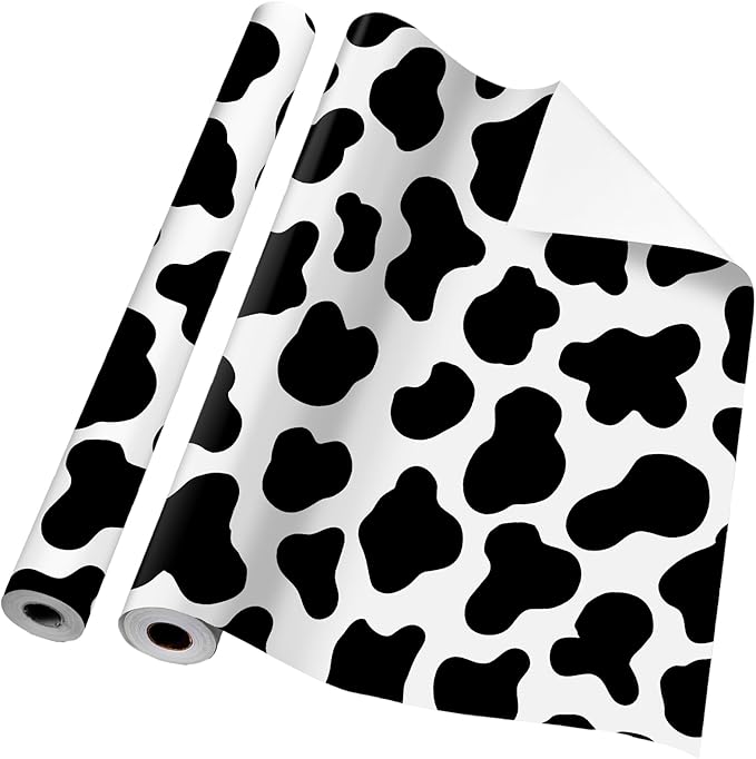 Tenceur Wrapping Paper Roll Bulletin Board Borders Paper Fade Resistant Decorative(24 Inch X 100ft,Cow Pattern)
