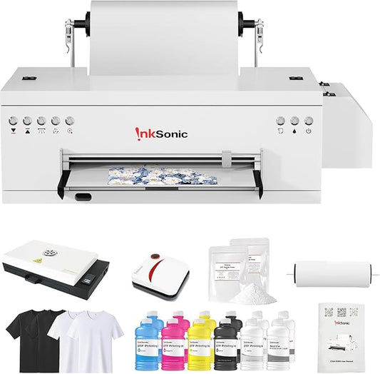 InkSonic R1390 A3 DTF Printer 2025, 13" Transfer Machine for Apparel Printing with Roll/Sheet Feed, One-Click Ink Setup,C13A,Versatile Multi-Fabric PrintingWhite Ink Circulation & Auto Cleaning
