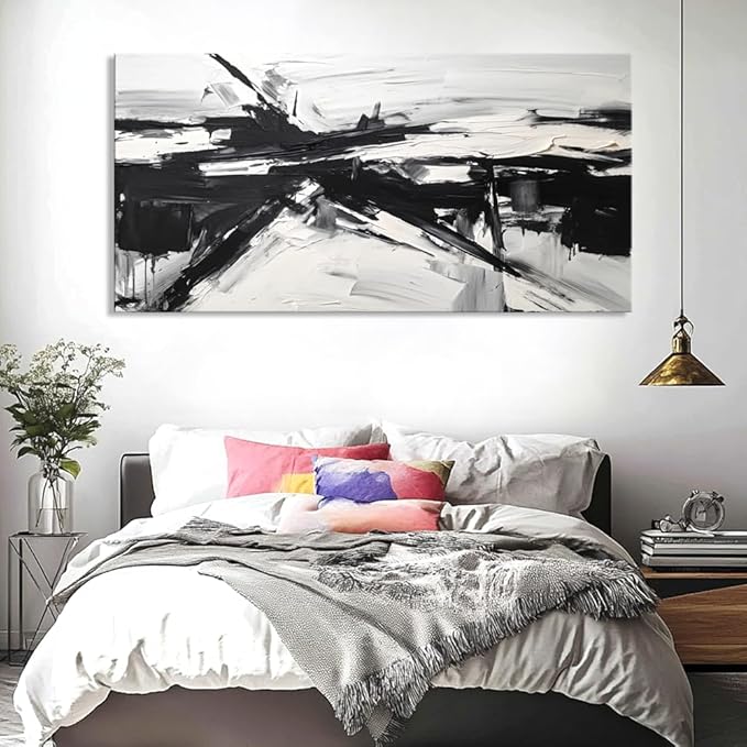liysawg Wall Art Abstract Canvas Painting Black and White Modern Artwork for Living Room Bedroom Dining Room Home Office Decor 71"x36"