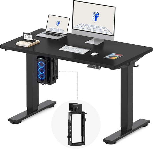 FLEXISPOT EN2 48''x24'' Electric Standing Desk with PC Stand Bundle, One-Piece Desktop, Easy-to-Install Hanging Design PC Mount, Bundle for Home Office, Game & Small Spaces, Black