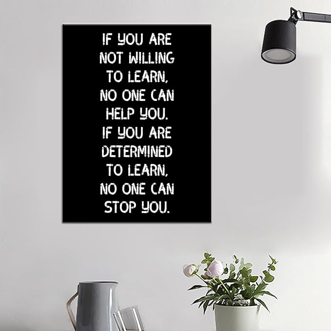 Motivational Learn Poster Print on Canvas Wall Decor for Living Room Inspirational Wall Art Print for Bedroom or Home Framed Positive Wall Art for Office Artwork Decor Ready to Hang [18''Wx24''H]