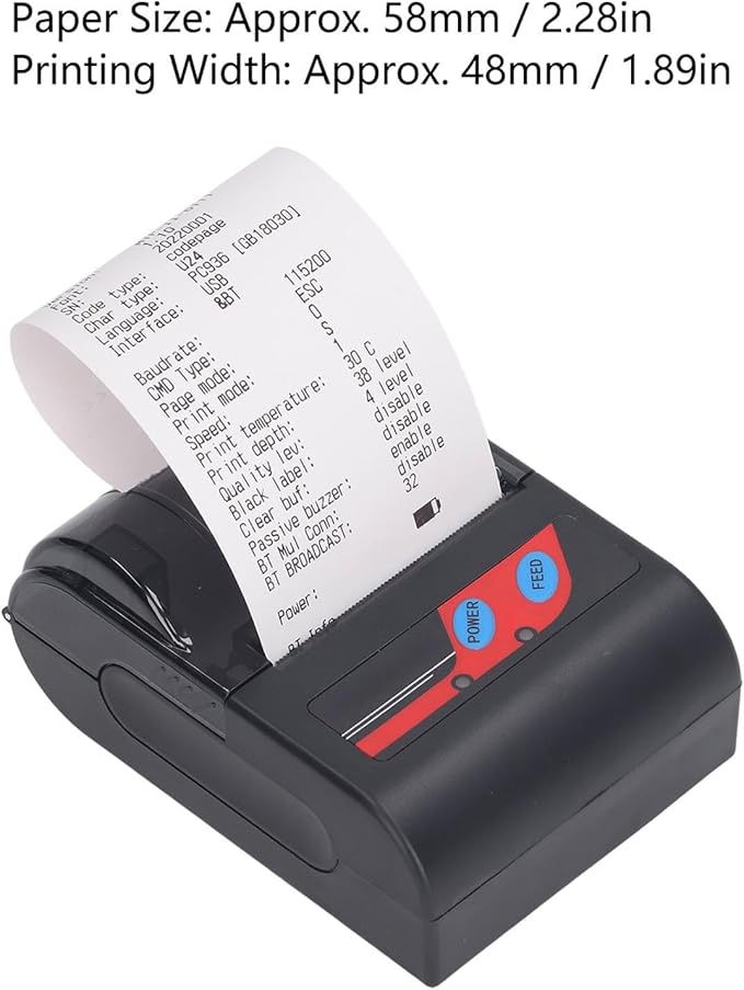 Hilitand Portable Handheld Thermal Receipt Printer 80mm Second Printing Speed with 203dpi Resolution Shipping Label Printer