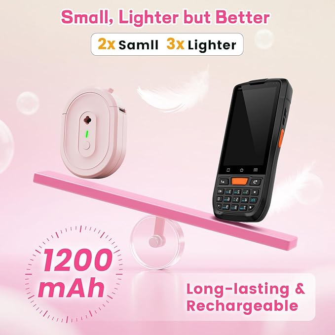 Label Maker Machine with Tape, Small Portable Bluetooth Label Printer, Handheld Mini Labeler for Home, Kitchen, Office, Waterproof Label Makers for Labeling, Gift, Kids School Items, Pink