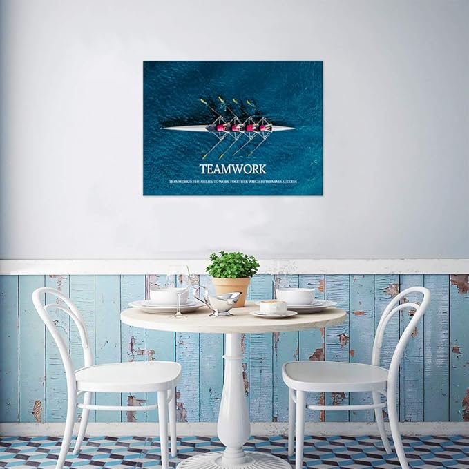 Inspirational Canvas Wall Art Inspiration Motivation Painting Motivational Quotes Modern Success Teamwork Posters Prints Artwork Living Room Home Office Decorations Framed Ready to Hang (24”Hx18”W)