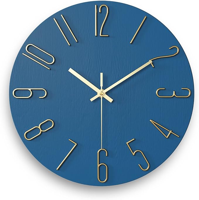 wall Clock, Silent Clock, wall Clocks Battery Operated， 12 inch Modern wall Clock, Suitable for Offices, Living Rooms, Kitchens, Homes, Schools (Blue)