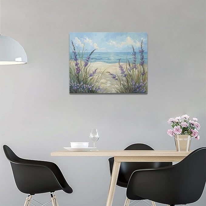 Luxvio Beach Ocean Wall Art Coastal Pictures Wall Decor Watercolor Seaside Canvas Painting Beach Artwork for Bathroom Living Room Bedroom Kitchen Office 16 x 12 inch