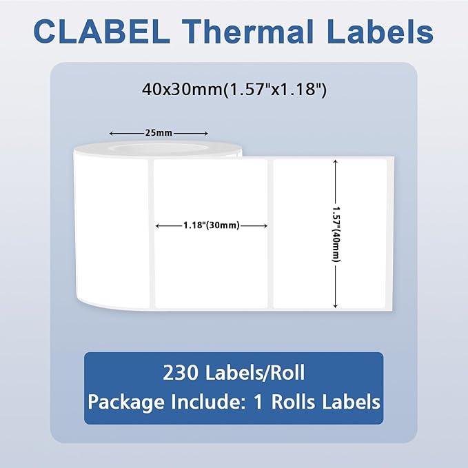 CLABEL Label Maker Machine with Tape 221B Inkless Label Printer Handheld Barcode Printer Compatible with Phone & PC for Retail School Office Organization Label Makers with APP