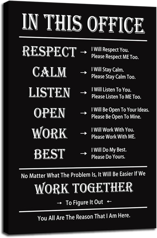 Motivational Canvas Wall Art for Office Wall Decor Inspirational Teamwork Theme Painting Posters In This Office Canvas Prints Artwork Framed Wall Art for Bedroom Modern Company Decor[12''W x 18''H]
